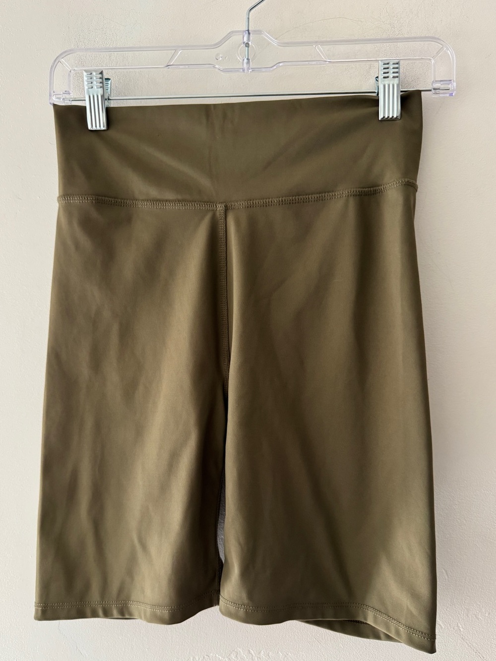 Madewell MWL High Rise 7" Olive Green Biker Shorts - Picture 1 of 7